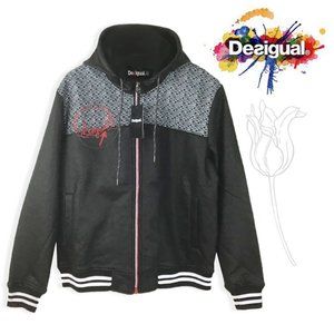 DESIGUAL UNISEX Black Bomber Sports Jacket XL